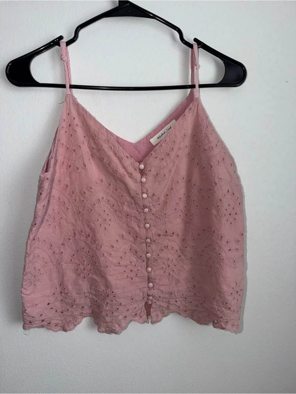 Mustard Seed Pink Eyelet Button-Front Camisole